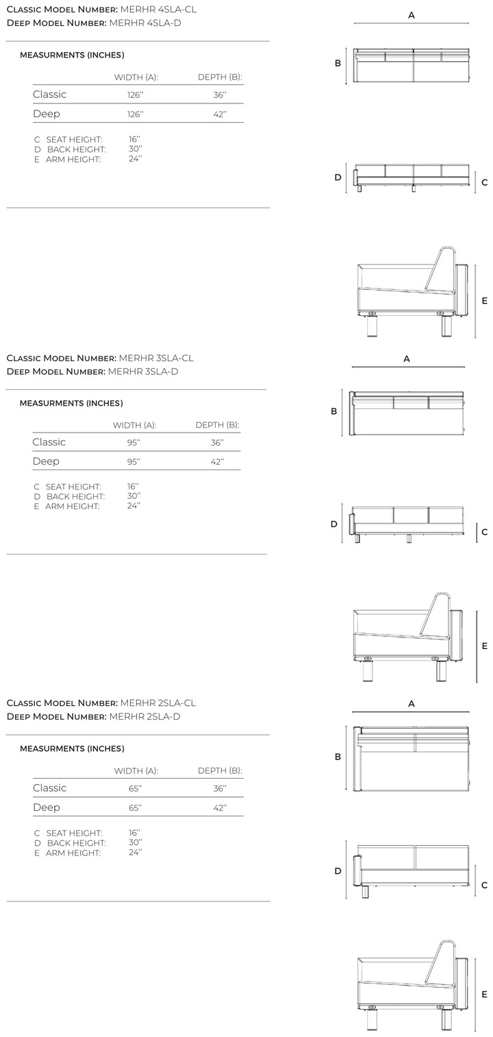 Modulo con bracciolo sinistro Horizon dimensioni